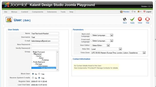 Joomla User Manager, Screencast #3 смотреть онлайн