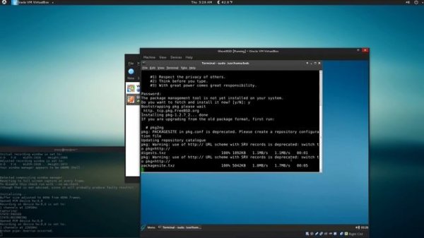 Installing GhostBSD with XFCE and Virtualbox Additions.