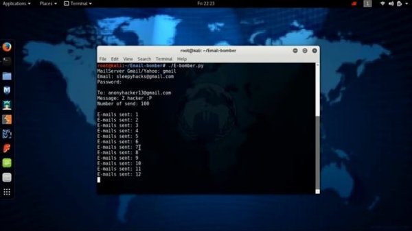 Email bomber - Kali Linux