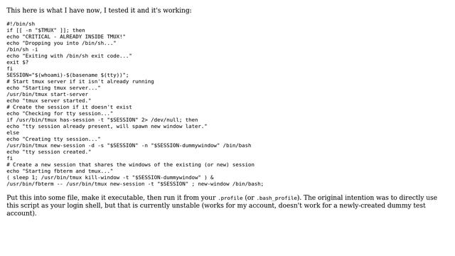 Linux: Start tmux inside fbterm on login (3 Solutions!!) смотреть онлайн