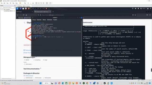 kali linux siteye sızma testi 2023 harvester. смотреть онлайн