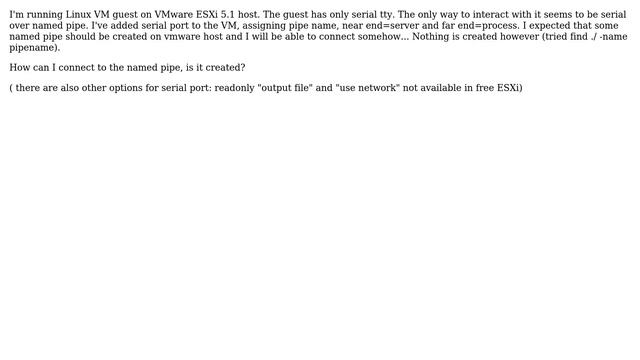 VMware ESXi: Connect to VM serial using named pipe смотреть онлайн