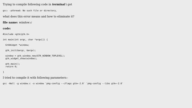 Unix & Linux: gcc: -pthread: No such file or directory смотреть онлайн
