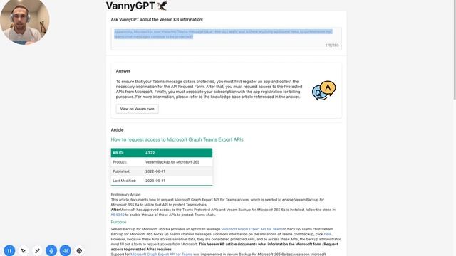 VannyGPT 1.0 - Veeam KB Q+A Bot смотреть онлайн