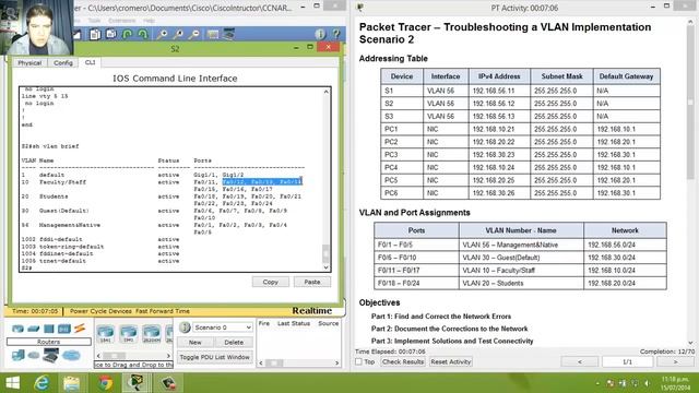 6.2.3.8 - 3.2.4.8 Packet Tracer - Troubleshooting a VLAN Implementation - Scenario 2 смотреть онлайн