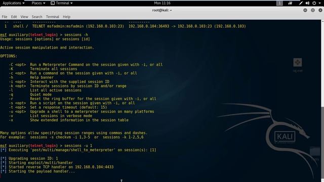 Shell to Meterpreter using Session Command смотреть онлайн