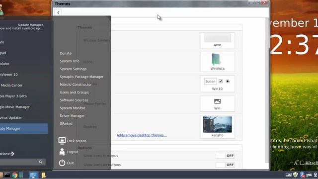 MakuluLinux Aero Theming Options смотреть онлайн