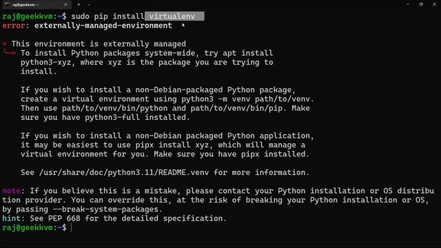 Solve Externally managed environment error while pip install смотреть онлайн
