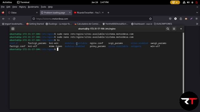 Configuración de Dominio en Servidor VPS AWS con Ubuntu, nginx, cerbot ssl y Odoo 16 Odoo 17 2024 смотреть онлайн