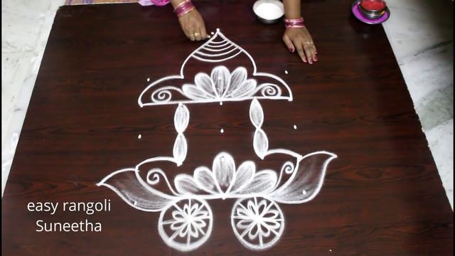 Sankranthi special Ratham muggulu | Chariot kolam for Pongal 2020 by easy rangoli Suneetha смотреть онлайн