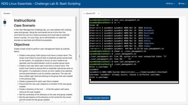 NDG Linux Essentials - Challenge Lab B: Bash Scripting