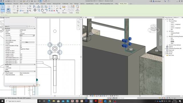 Revit Basic Civil Structural Model / Placing Bolts and anchor Bolt смотреть онлайн