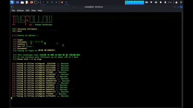 how to increase Instagram follower using Kali Linux 10k ( follower ) смотреть онлайн