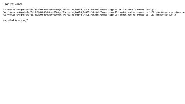 Arduino: C++ Undefined reference to 'Class:Function()' смотреть онлайн