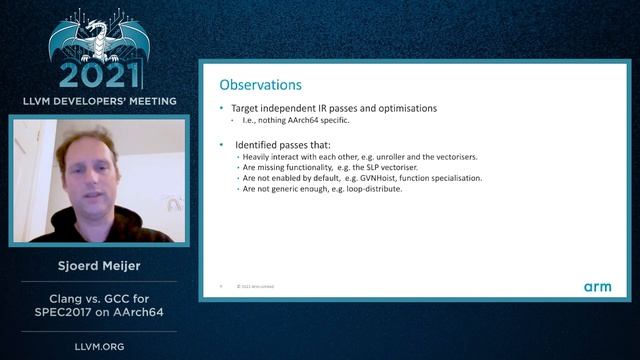 2021 LLVM Dev Mtg “Clang vs. GCC for SPEC on AArch64” смотреть онлайн