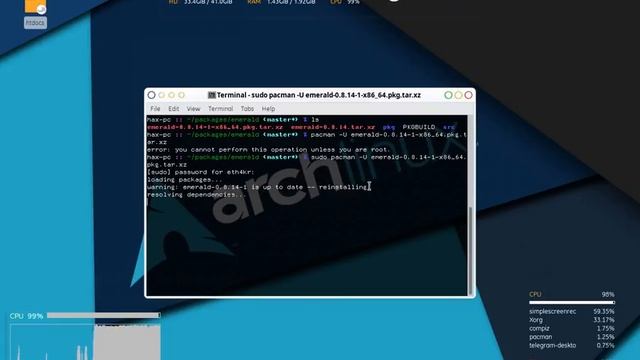 Easy way to install Emerald in Arch Linux [XFCE4] смотреть онлайн