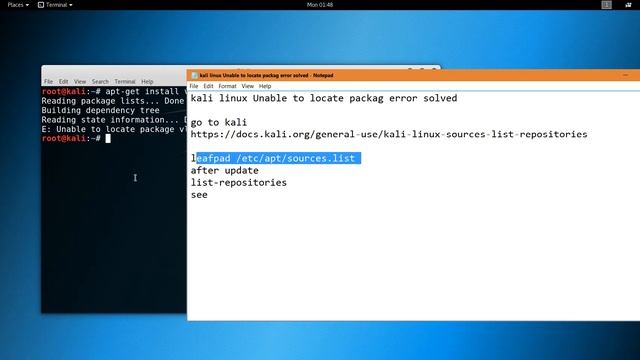 kali linux Unable to locate packag error solved смотреть онлайн