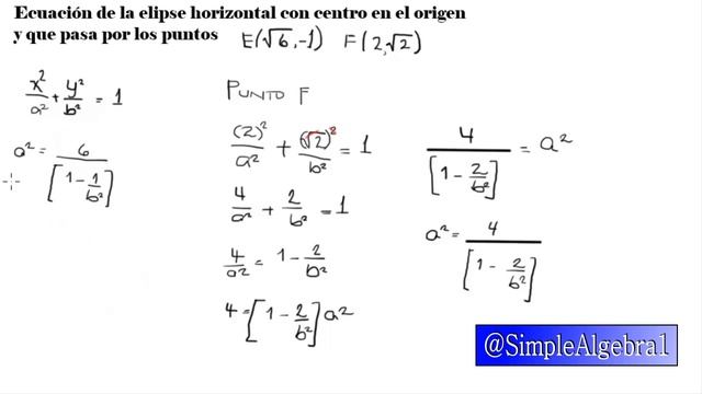 Ecuación de la Elipse que pasa por dos puntos | Centro en origen | SimpleAlgebra1 смотреть онлайн