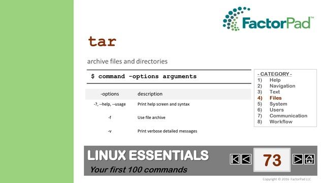 Linux tar command summary with examples смотреть онлайн