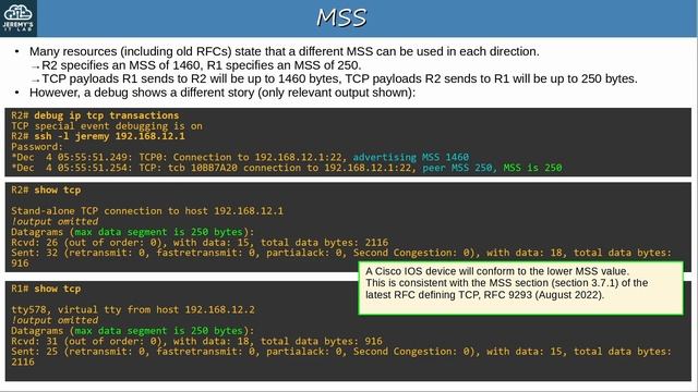 CCNP ENCOR // TCP Maximum Segment Size (MSS) // ENCOR 350-401 Complete Course смотреть онлайн