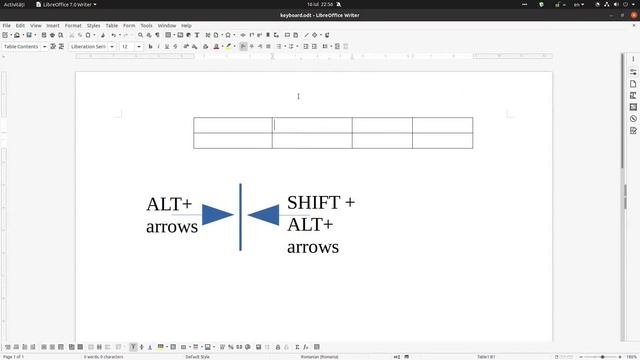 How to resize cells in a table just by using the keyboard in LibreOffice Writer смотреть онлайн