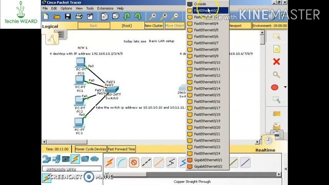 Basic LAN Setup using Packet Tracer | 2960 switch & 4 pc per n/w || Techie WIZARD || смотреть онлайн
