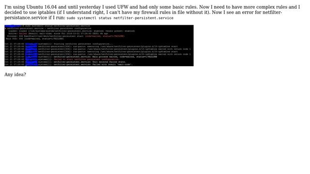 Ubuntu: Failed to start netfilter-persistent configuration смотреть онлайн