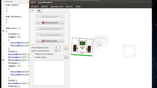 nxcEditor (Linux NXT NXC Simulation): "Drawing" смотреть онлайн