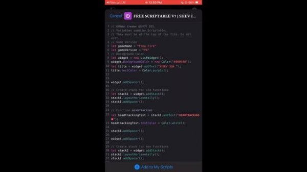 Free fire ios script hack #freefire
