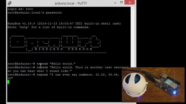 Text to Speech with the Arduino Yún - Using eSpeak смотреть онлайн