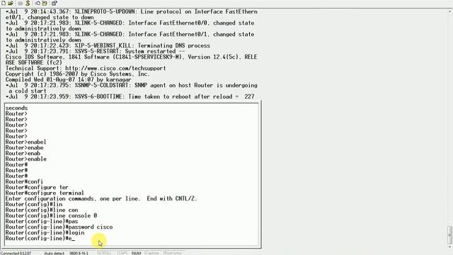 Set Console Password On cisco Router смотреть онлайн
