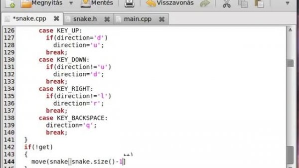 Ncurses and C++ 6 - snake game (part 5) - example program 3 (for Linux!)