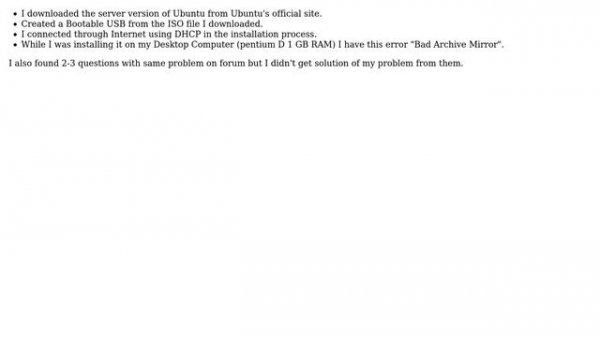 Ubuntu: "BAD ARCHIVE MIRROR" error while installing ubuntu server 12.04