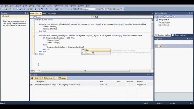 Progress Bar and Timer In Visual Basic 2010 смотреть онлайн