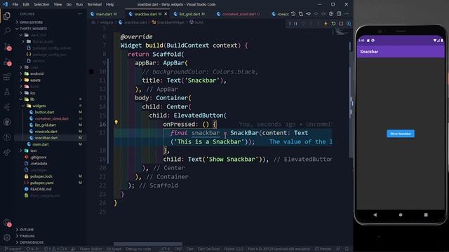 SnackBar in Flutter | Complete Flutter Crash Course | Flutter Widgets | 30DaysOfFlutter смотреть онлайн
