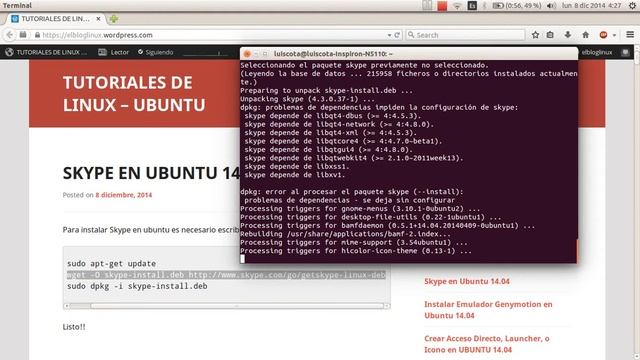 Skype en Ubuntu 14.04 LTS смотреть онлайн