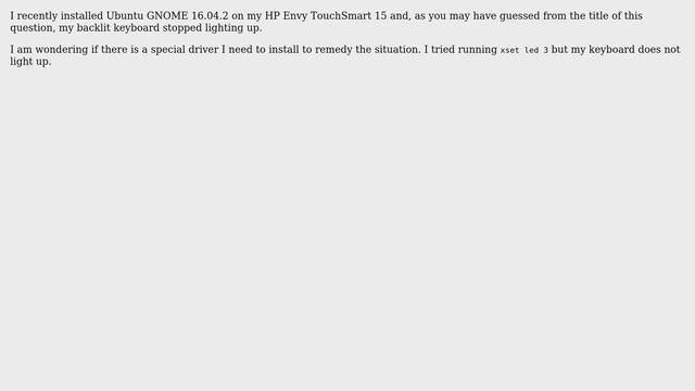 Ubuntu: HP backlight keyboard not working after installing Ubuntu смотреть онлайн