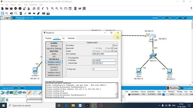 STATIC ROUTING USING THREE ROUTERS смотреть онлайн