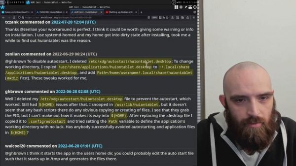 Huion Inspiroy H1161 drawing tablet on Debian Linux: install driver & declutter HOME