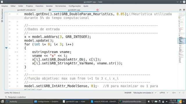 Exercício 201 GUROBI 8.1.1 Linux Kubuntu 18.04 utilizando C++ смотреть онлайн
