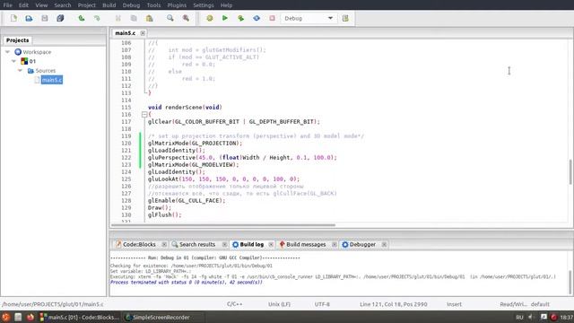 GLUT OpenGL LUBUNTU CodeBlocks Project Cube & Pyramid смотреть онлайн