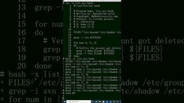 Linux running a Shell script in debug mode ‘bash -x’ examples. смотреть онлайн