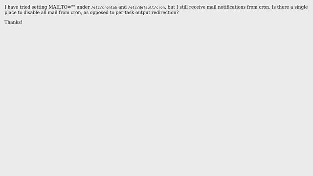 Ubuntu: Setting MAILTO="" for cron in Ubuntu смотреть онлайн