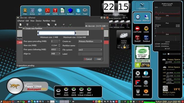 GParted demo for a Puppy flash drive install.... смотреть онлайн