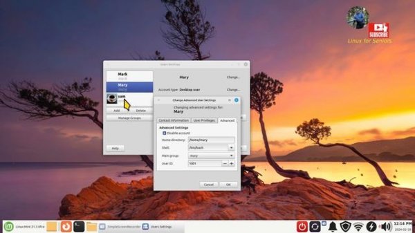 Linux Mint 21.3 - Xfce - Adding new Users.