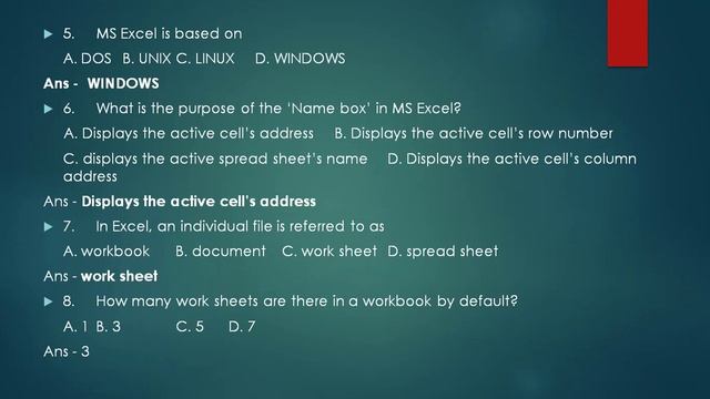 LD TYPIST TOPIC WISE CLASS !!! COMPUTER !!! SPREADSHEET Part - 1 !!! QUESTIONS & ANSWERS смотреть онлайн