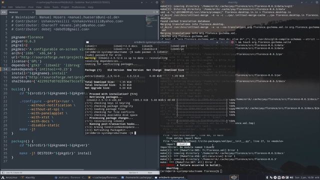 ArcoLinux : 2519 AUR problems - check AUR for solutions and build again - Florence virtual keyboard смотреть онлайн