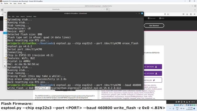 Install CircuitPython firmware on YD-ESP32-S3-EYE using esptool смотреть онлайн