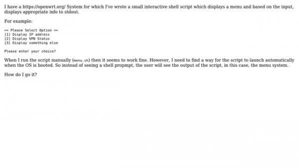 Linux / OpenWRT - run bash script with console / stdout output