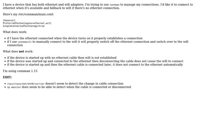 Setting up connman to manage a single preferred connection смотреть онлайн